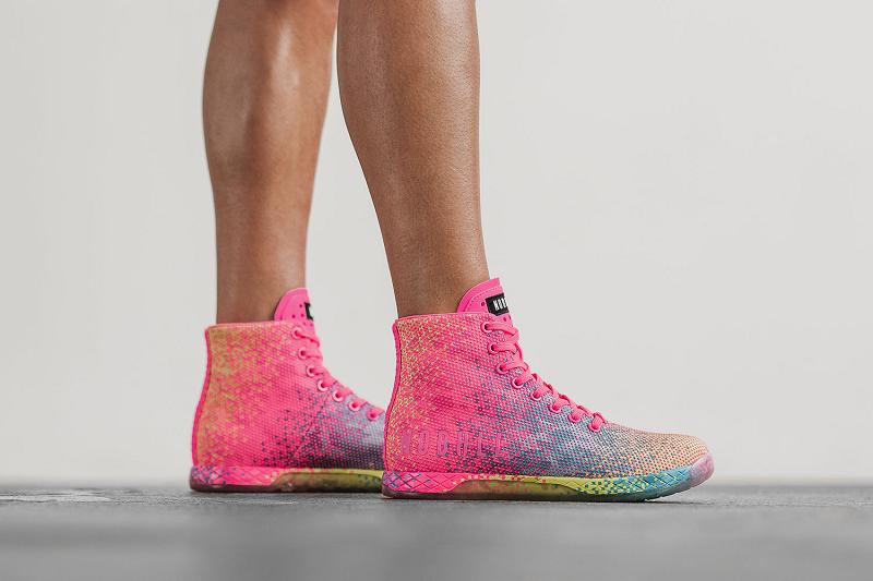 Pink Nobull High-Top Neon Glitch Women's Trainers | CA A2145H